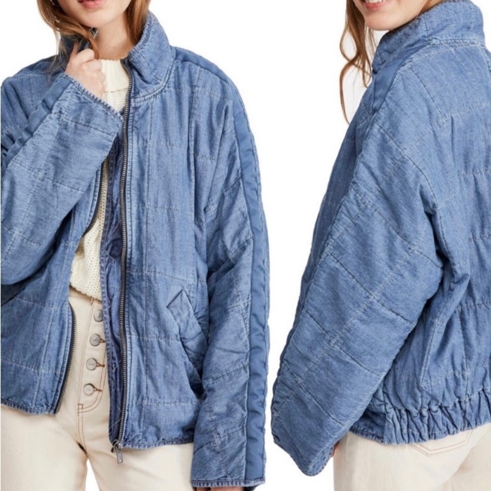 Free People Quilted Jacket. Color Cali Blue. Excellent Condition